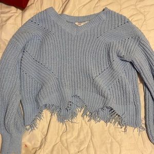 no boundaries blue cropped knit sweater size medium
